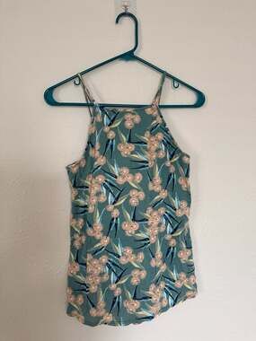 Patagonia Alpine Valley Tank with Shelf Bra in Tasmanian Teal Las Flores
